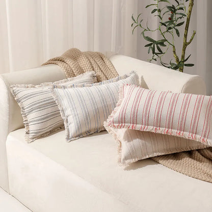 Summer Boho Pillow Covers 30x50 Living Room Sofa Fringed Edges Decorative Striped Throw Pillow Cover BreathableHome Decor