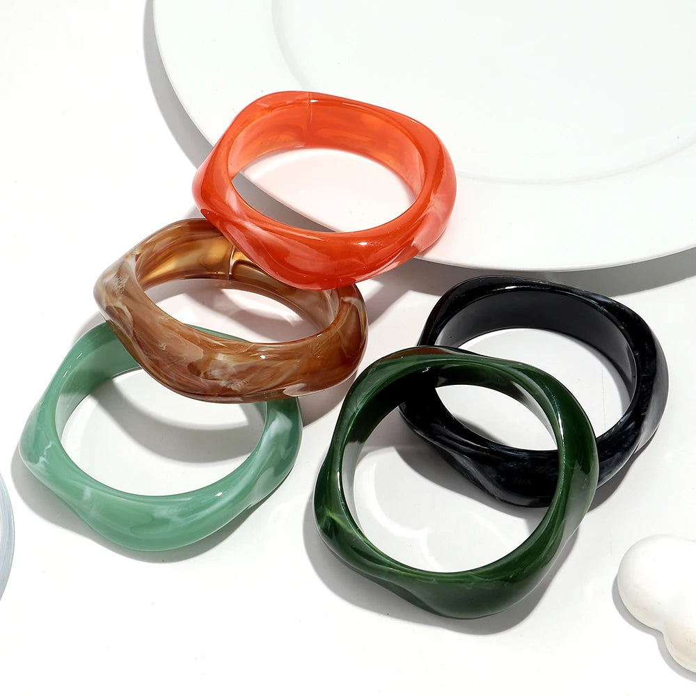 Bohomia Acrylic Statement Irregular Geometric Chunky Bangles for Women Resin Colorful Exaggerated Charm Bracelet Jewelry Gifts