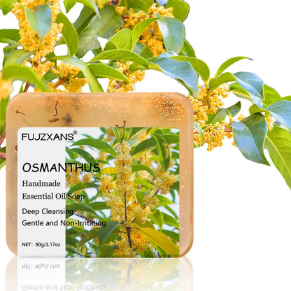 90g FUJZXANS Handmade Essential Oil Soap Bars - Rose, Jasmine, Green Tea, Calendula, Osmanthus, Lavender, Lemon - 7 Long-Lasting