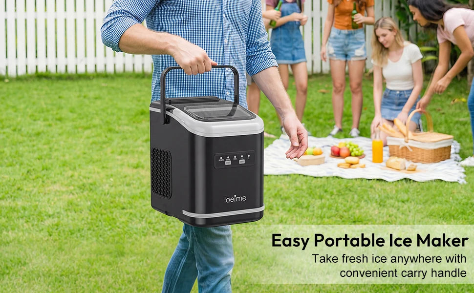 Loefme Electric Ice Maker Professional Ice Cube Maker Portable Automatic Cleaning Bullet Round Ice Block Making Machine Home Bar