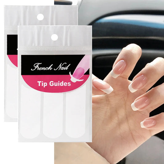 2pcs French Manicure Nail Wraps Stickers, Nail Art Form Fringe Tip Guides for DIY Nail Decoration