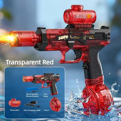 Children Electric Water Gun Simulated Firing Automatic Water Blasters with Led Light Summer Outdoor Beach Pool Shooting Game Toy