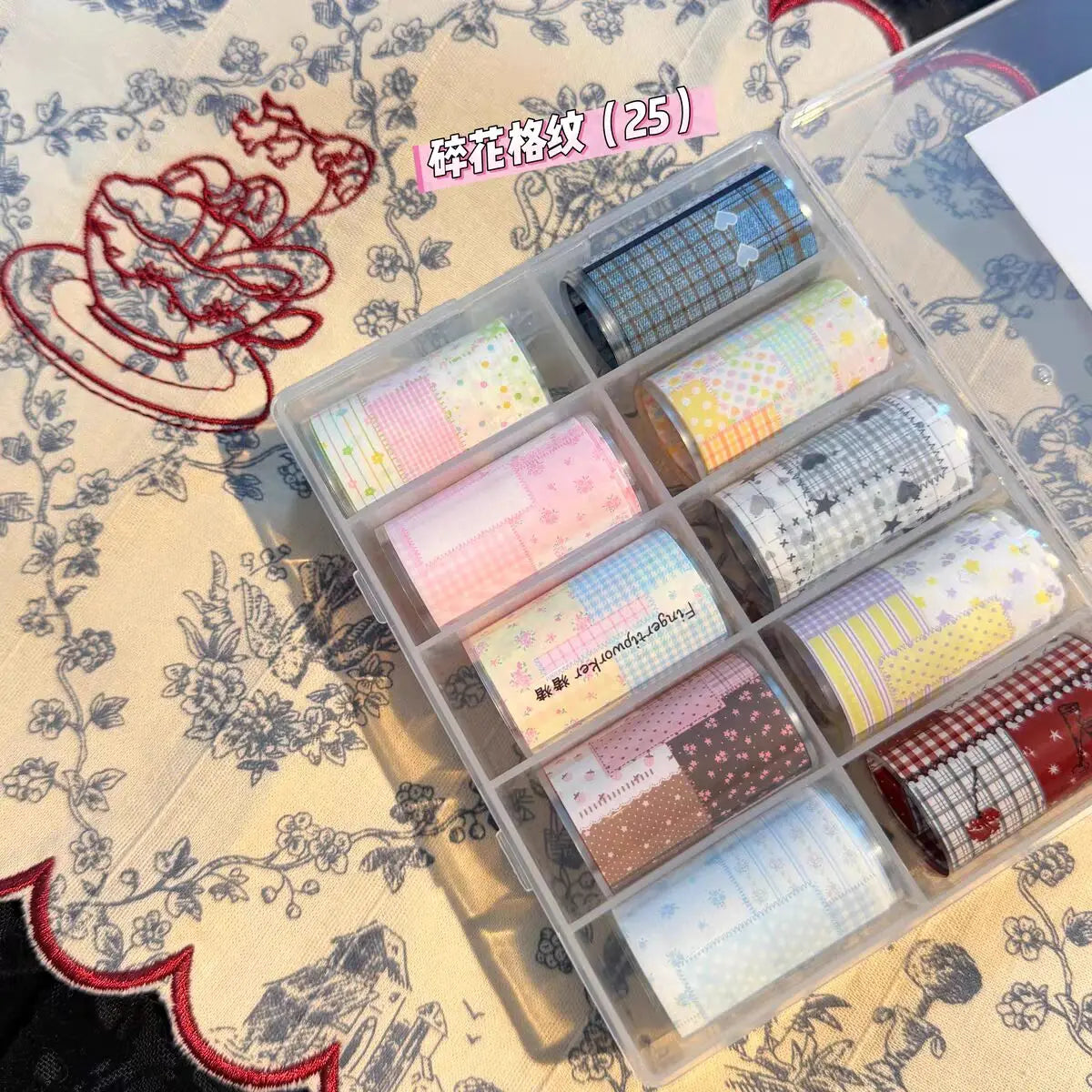10Rolls Plaid Thousand-Bird Bow  Stars Nail Foils Transfer Paper  Nail Art Stickers  Manicure Set Decal  Nails Decoration
