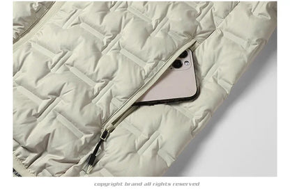 Winter white down jacket men's graphene self heating windproof pleated hooded down jacket casual warm down jacket men's coat