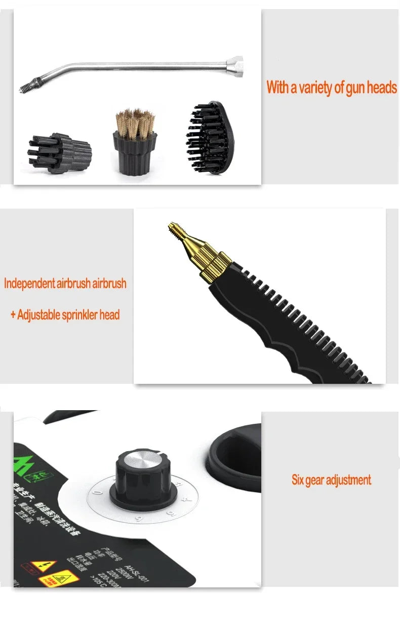 Steam Cleaners High Temperature and Pressure handhold Steam Air conditioners tool Hood Car Steam Clean 2500W