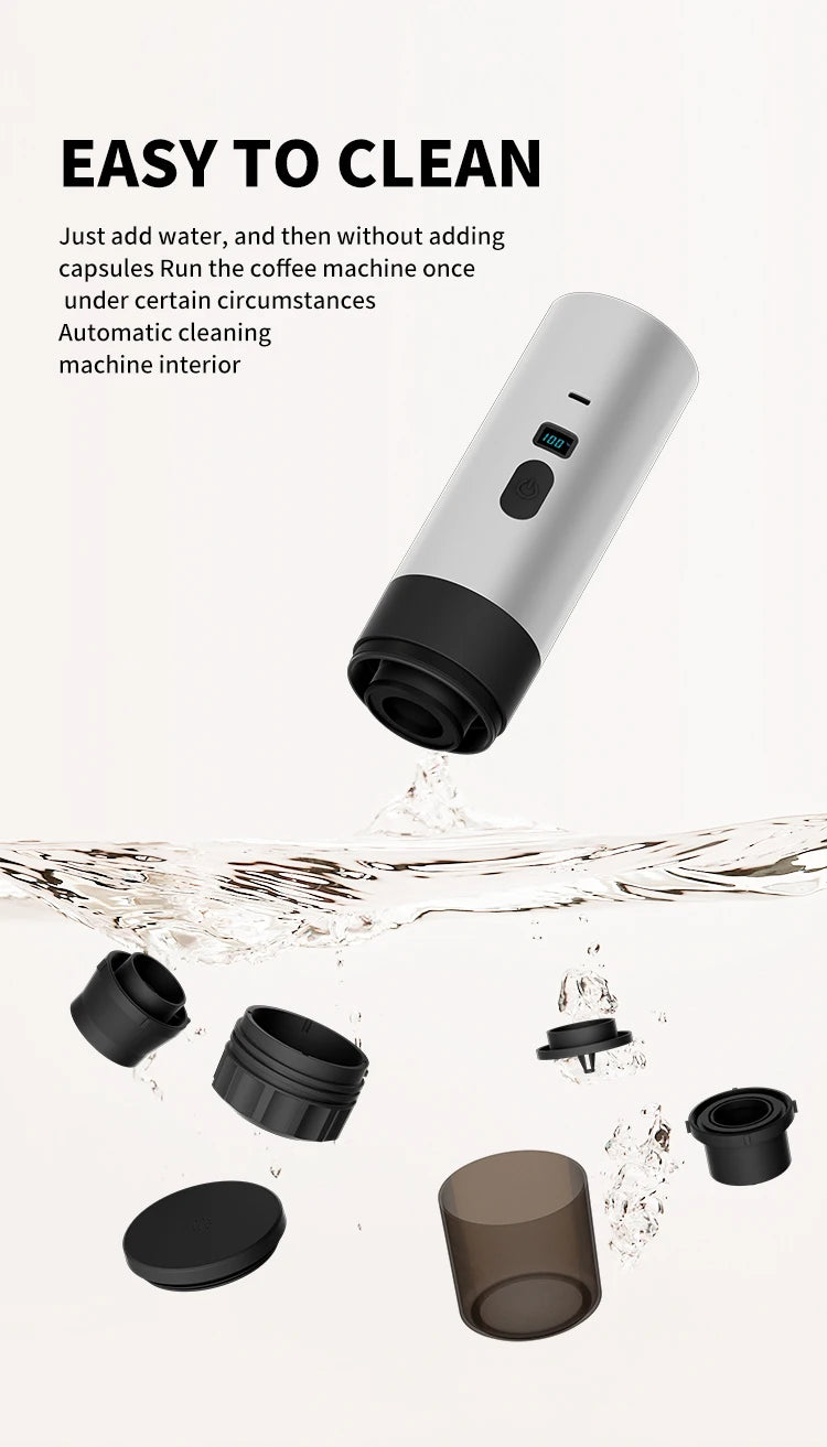 Portable Coffee Machine Wireless 3-in-1 for Ground/Nespresso/DolceGusto Capsule 15Bar 7800mAh Digital Display Travel Camping