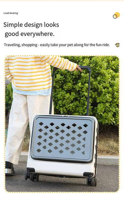 2026 Pet Trolley Luggage Portable Pet Outing Bag Transparent Space Cabin Pet Cart Handheld Cat Bag