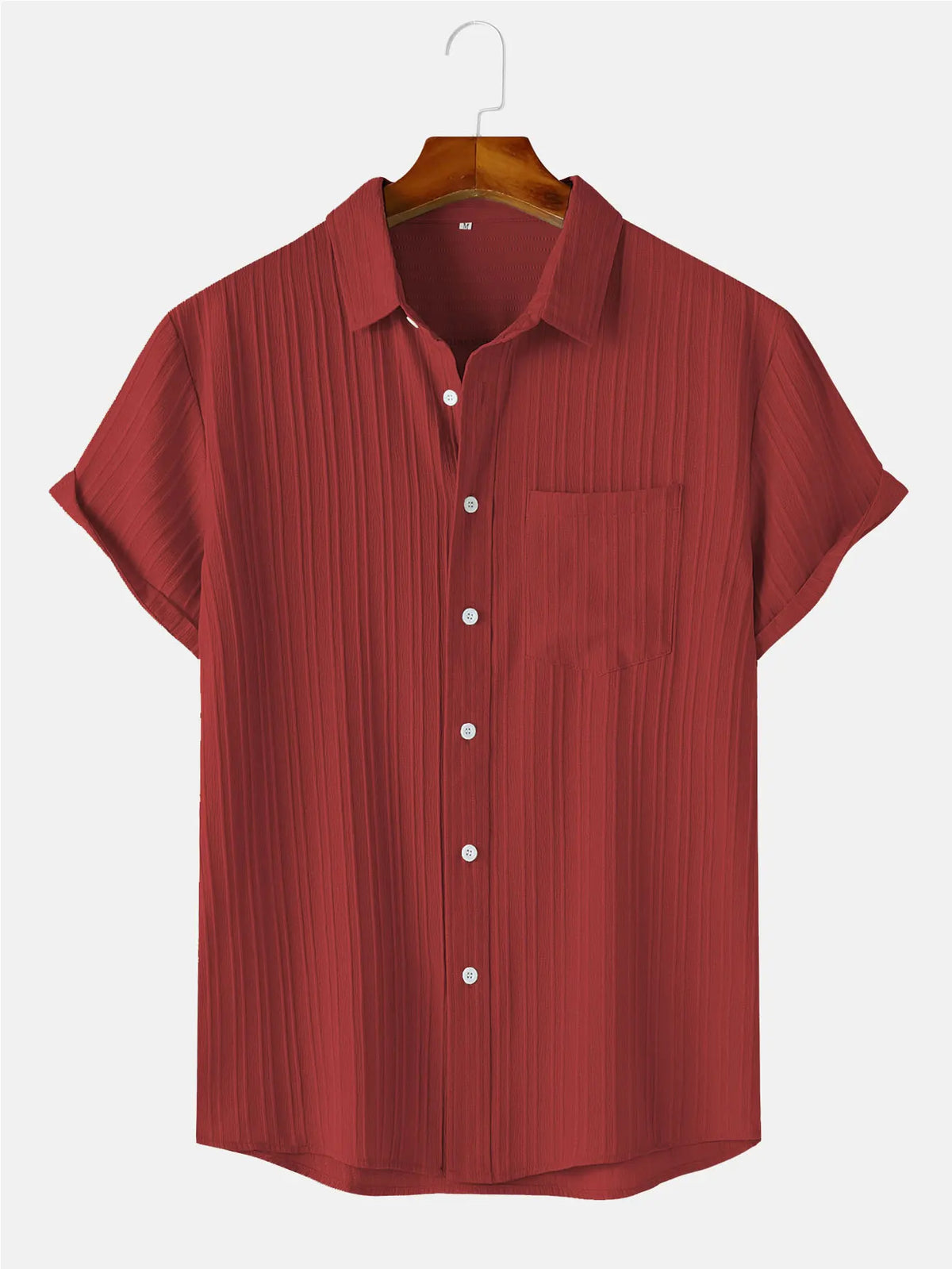 Men's  Comfortable Shirt Summer Beach Men's Shirt   Men's Short Sleeve Shirts  Solid Color Casual Short Sleeve Shirt
