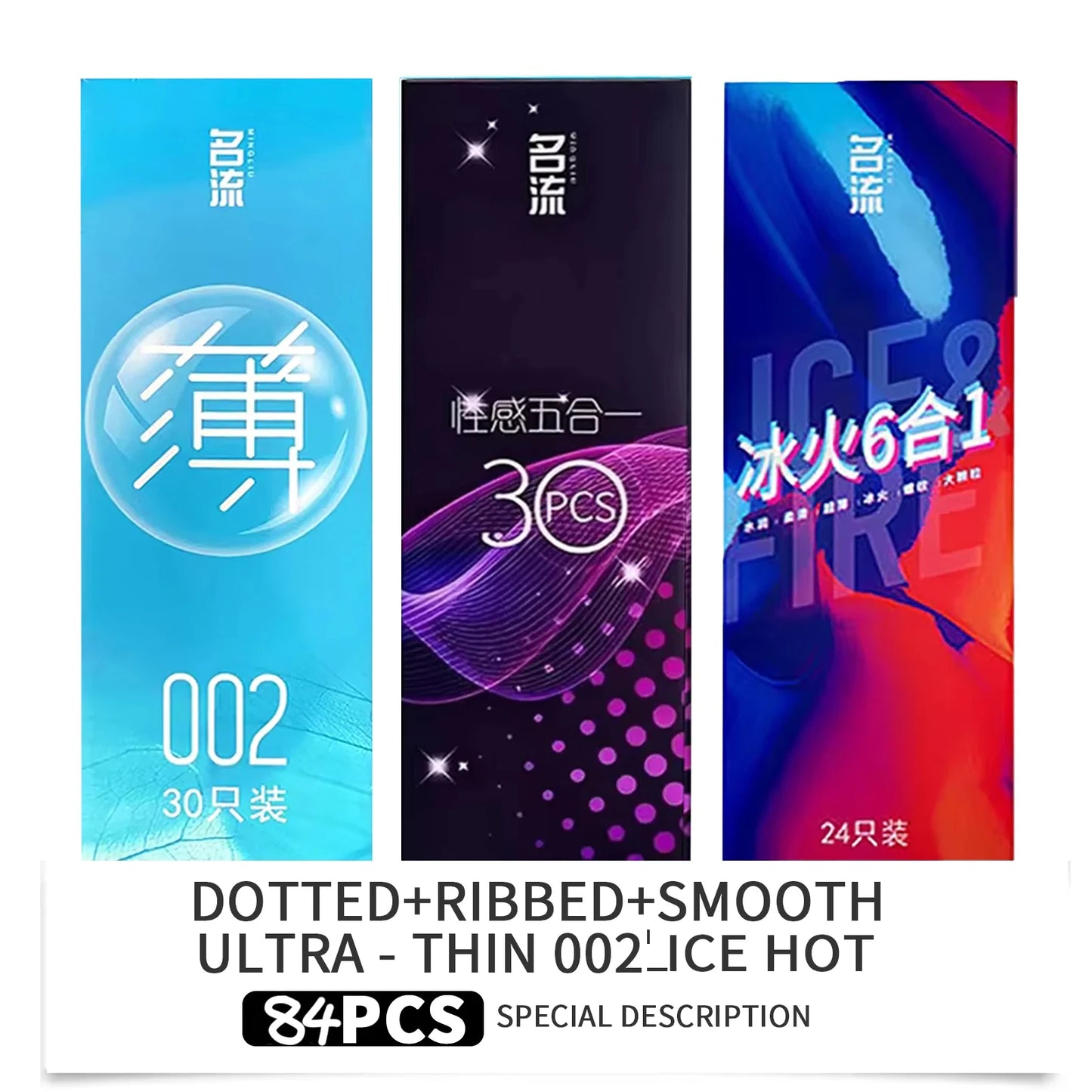Ultra Thin Condoms Ribbed and Dotted Mixed Pack 24pcs/30pcs Latex Sex Protection Strong Safe  Pleasure Textured Surface for Men
