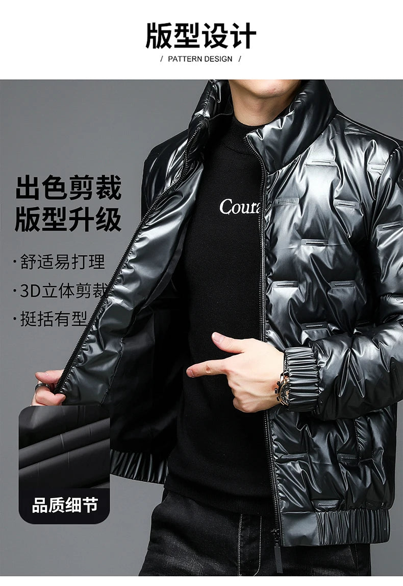 80%  White Duck Down Coat 2024 Trendy Fashion Winter Stand Collar Warm Sport Jacket Men's Thermal Thick Outwear