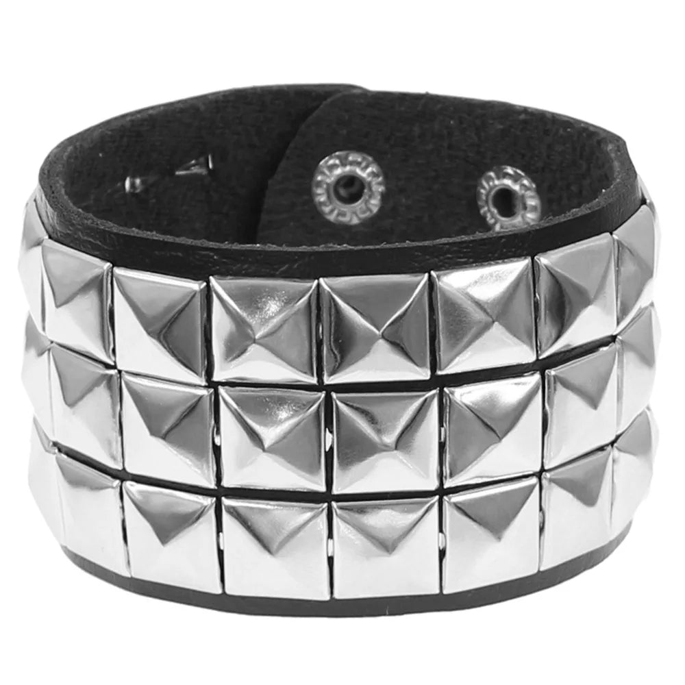 Gothic Punk Hip Hop Rock Spike Rivet Stud PU Leather Wristband Bracelet Bangle