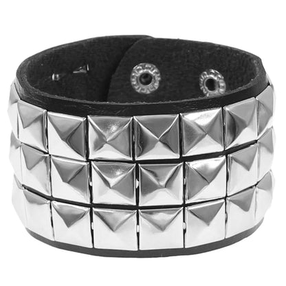 Gothic Punk Hip Hop Rock Spike Rivet Stud PU Leather Wristband Bracelet Bangle