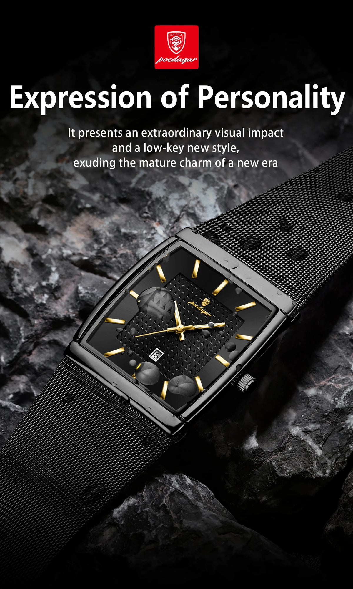 POEDAGAR Top Luxury Men Wristwatch Waterproof Luminous Stainless Steel Mesh Date Man Watch Fashion Business Quartz Men's Watches