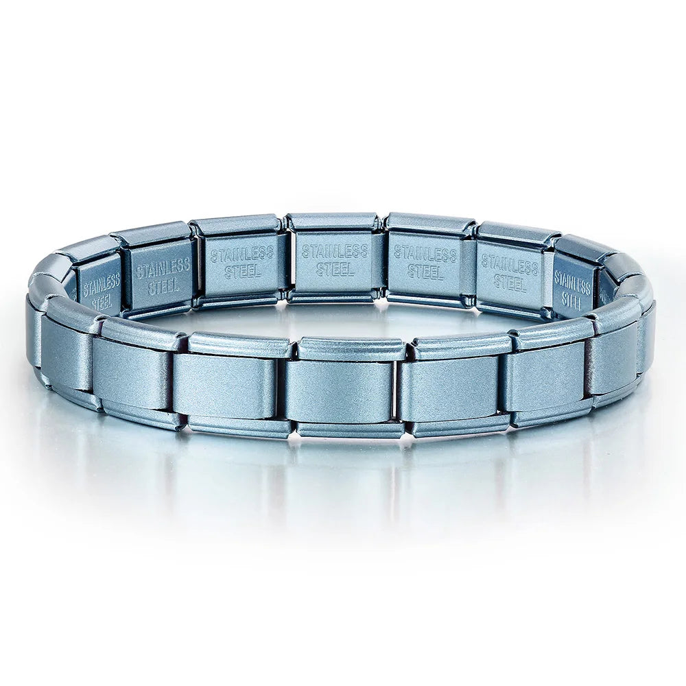 GEMOSA 9mm Width Italian Charm Bracelet Fashion Stainless Steel Bangle Elastic Link Chain High Quality Factory DIY