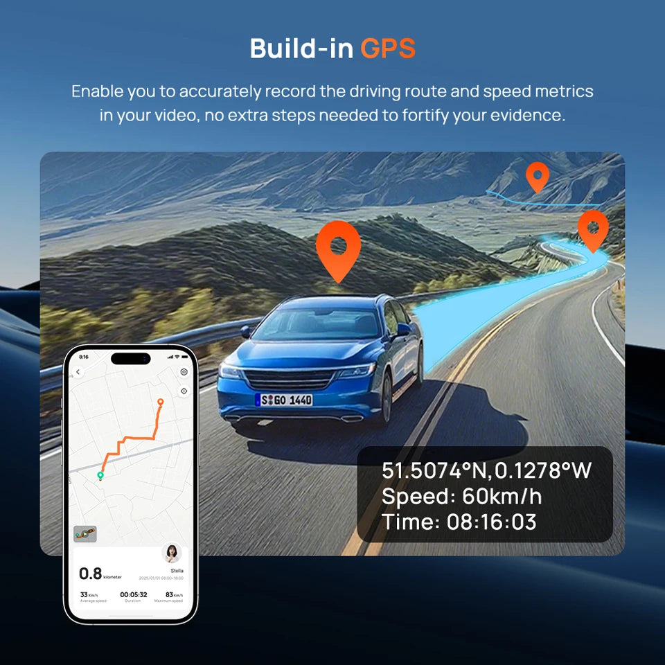 70mai 4K T800E 3-Channel Dash Cam Front Rear Interior 3-in-1 Voice Control 24H Parking Supercapacitor GPS 4K Car DVR 70mai T800E