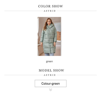 Astrid 2022 Down Jacket Women Winter Warm Long Coat Women Parkas Hooded Fashion Loose Outerwear Women's Jacket Female Clothing