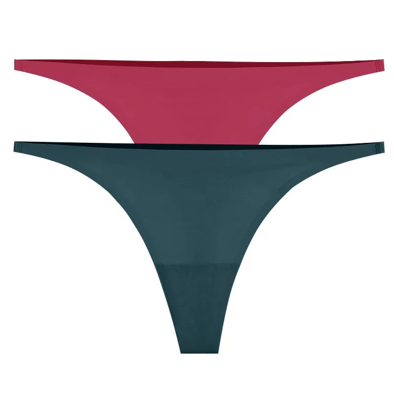 1-6pcs Seamless Panties Ice Silk Seamless Panties For Women Soft Thin Thongs Woman Satin Underwear Female Bikini String Panties