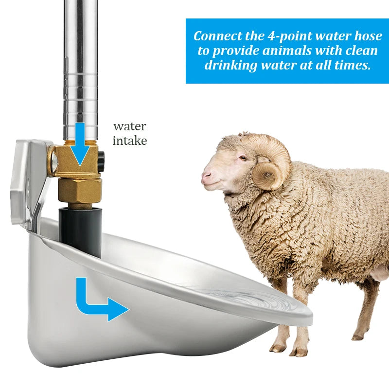 Automatic Goat Sheep Water Drinker Bowl Stainless Steel Lamb Drinker Waterer With Copper Valve Farm Animal Dog Feeding Supplies