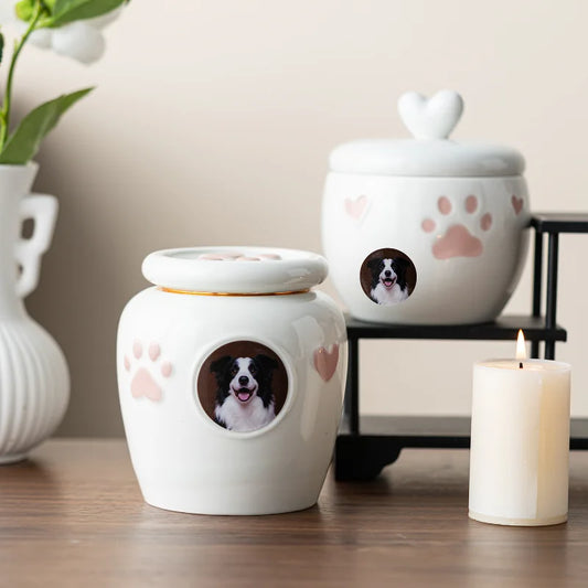 Moisture-Proof Sealed Pet Urn for Ashes - Custom Engraved Memorial Keepsake for Small Dogs and Cats, Forever in Heart