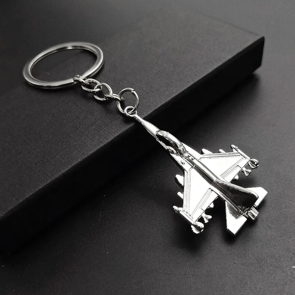 Air Plane Model Fighter Keychains Metal Cool Airplane Keyring Pendant Car Motorcycle Bag Key Chain Ring for Men Creative Gift