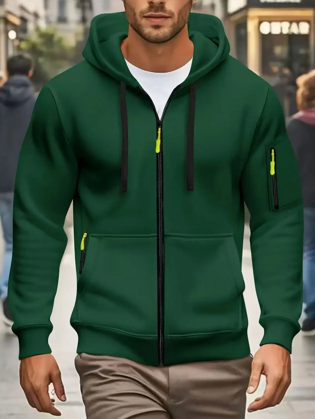 Men Autumn and Winter New Hoodies Long Sleeve Sweatshirt Pocket Zipper Design Hooded Sweatshirt Men Sportswear Casual Jacket