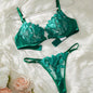 Floral Embroidery Sexy Lingerie Set Women Transparent Bralette Underwire Push Up Bra Panty 2 Piece Set