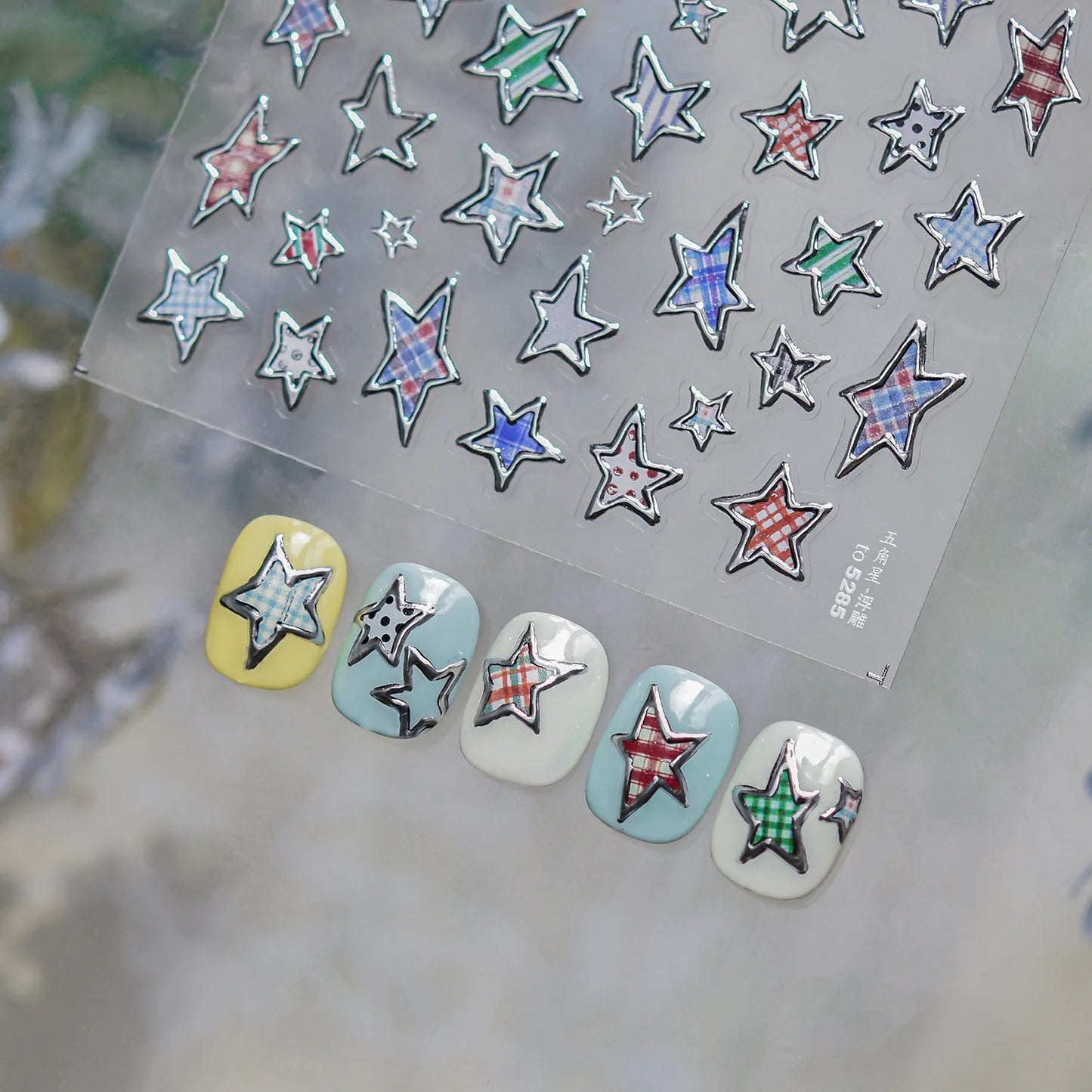 Metal Star Nail Stickers Exquisite 5D Bronzing Silver Five-pointed Star Mini Nail Art Stickers DIY Self Adhesive Manicure Decals