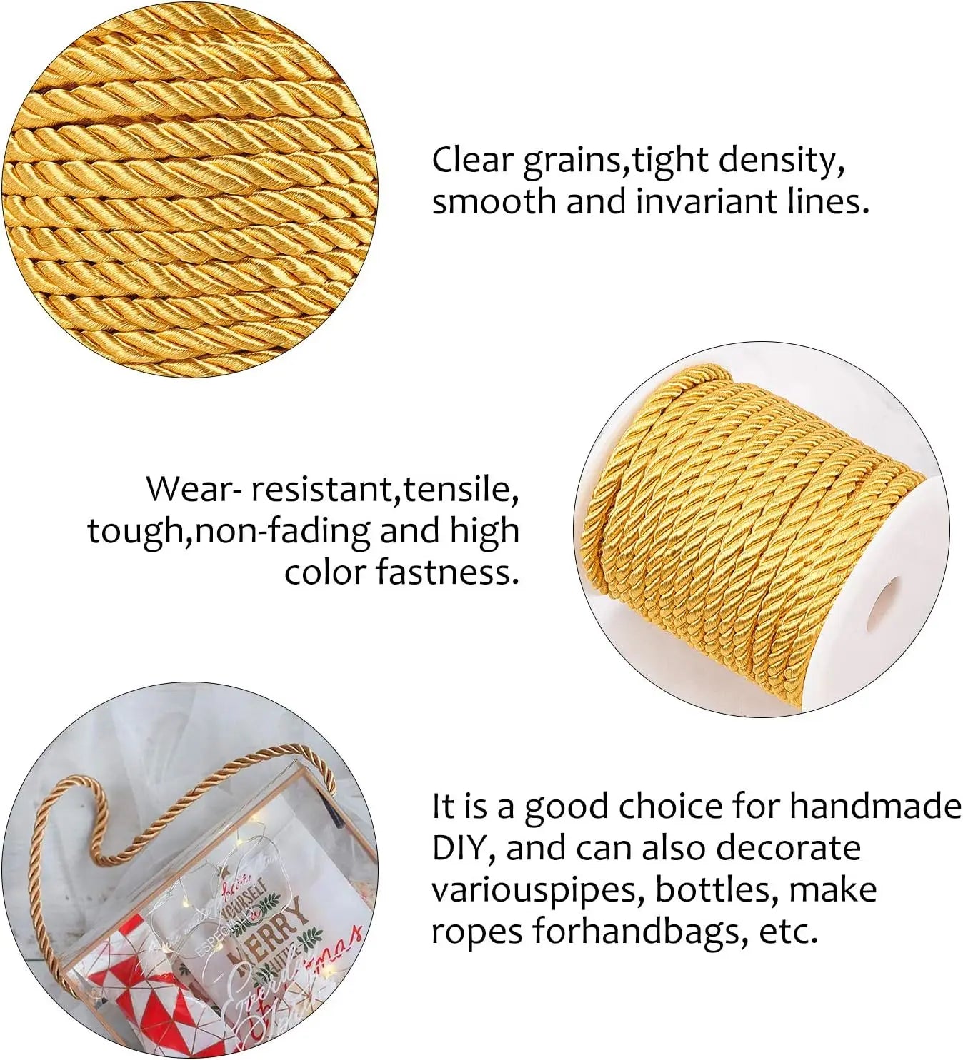5MM Twisted Cord Rope Trim Craft Decorative Polyester Rope Handmade Cording for Sewing Crafts Upholstery Home Decor 5m