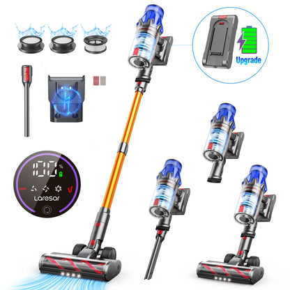 90 Min Laresar V7S 75000PA 650W Cordless Vacuum Cleaner Handheld Long Runtime Removable Battery Smart Display Home Appliance