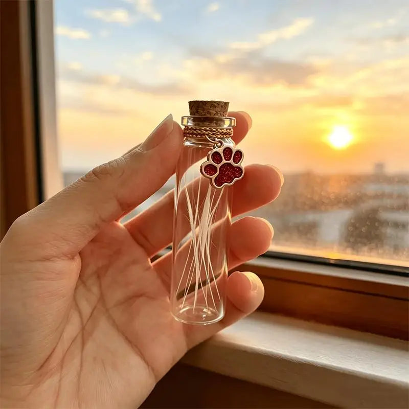 Pet Fur Memorial Glass Bottle Cat Whiskers Storage Bottle With Cork Stopper Perfect For Storing Dog Cat Hair As Souvenir