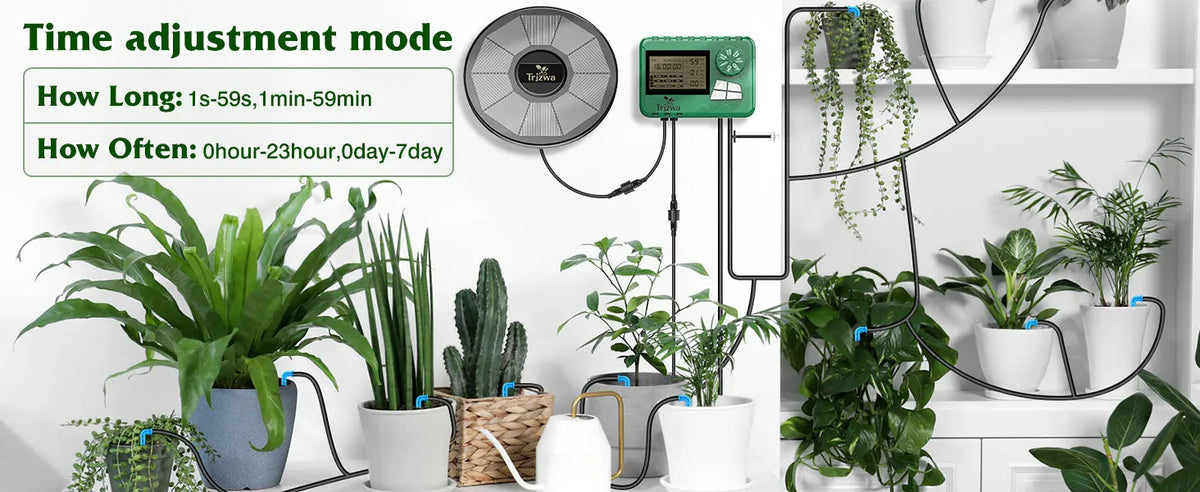 Solar Irrigation Equipment Greenhouse Irrigation Drip Irrigation Kit with 15M Hose for Potted Plants with Automatic Timer