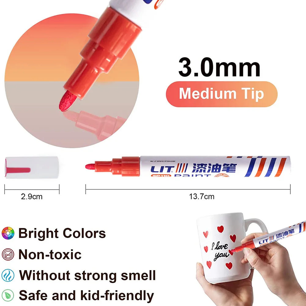 Car Paint Corrector Pen White Red Black Paint Repair Pen Auto Wheel Tyre Oily Paint Marker for Car Styling Scratches Fix Care ﻿