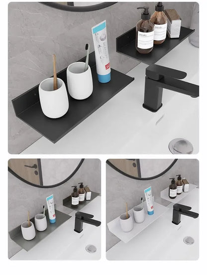 Toilet No Drilling Shelving Wall Mounted Shelf Space Aluminum Vanity Mirror Front Storage Shelves Organizer Bathroom Accessories