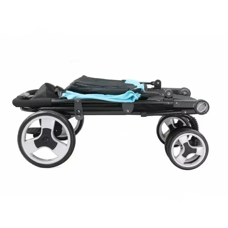 Portable Golden Retriever Large Dog Pet Stroller Cart Simple 4-wheel Foldable Large Capacity Stroller Outdoor Travel Pet Trolley