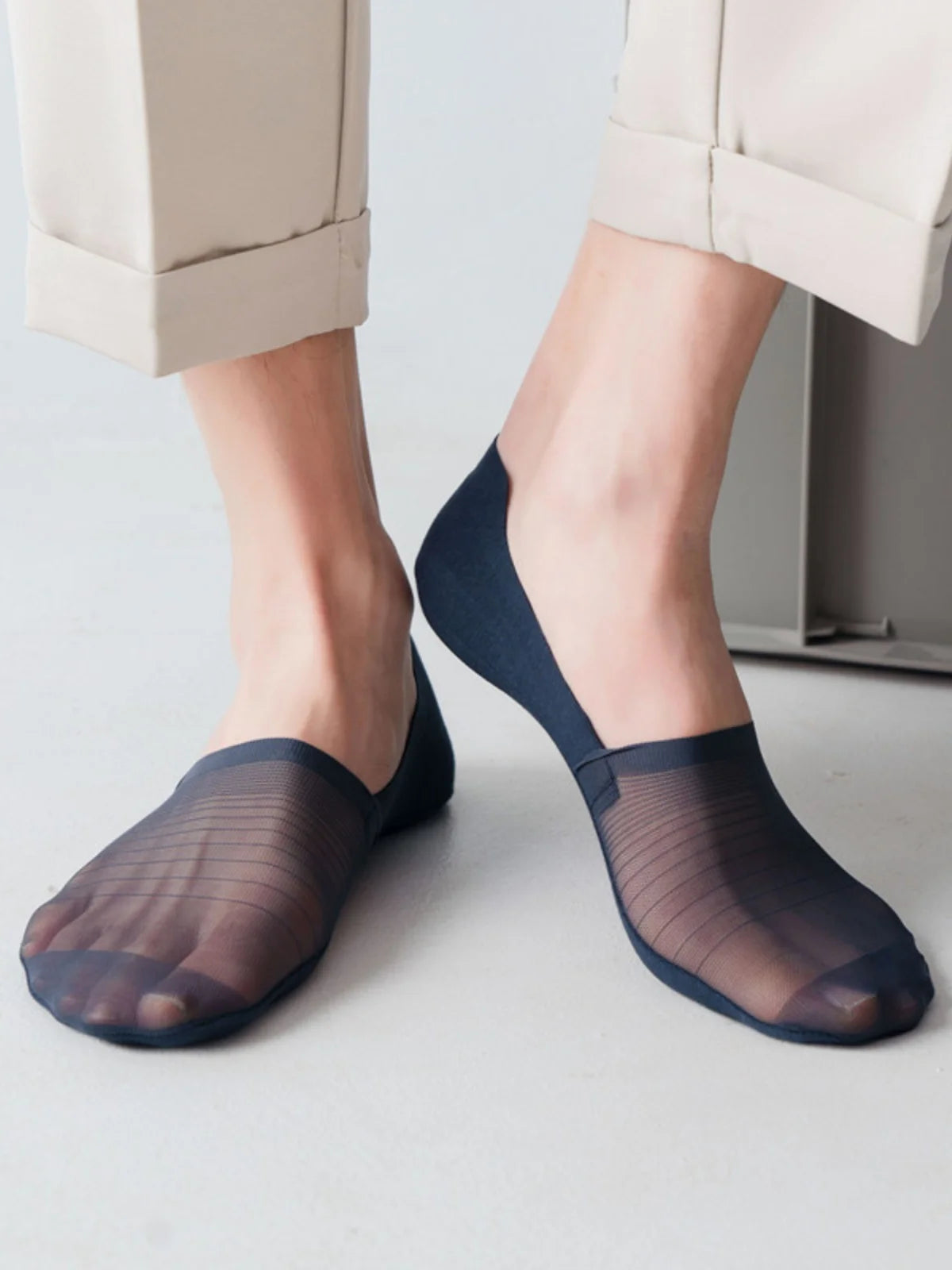 3pairs Men's Socks Summer Ultra-thin Invisible Elastic Silicone Non-slip Boat Sock Mesh Breathable Comfortable No Show Sokken