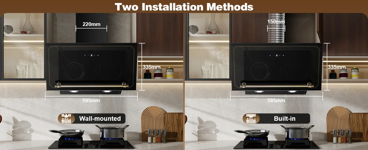 60cm Wall Hood - 400m³/h Suction, A+++ Energy, LED Lights, Dual Filter System, Retro Design‌