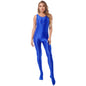Women's Sleeveless Full Body Bodysuit Glossy Jumpsuit Gymnastics Fitness Swimming Leotard Pole Dance Costume Clubwear Lingerie