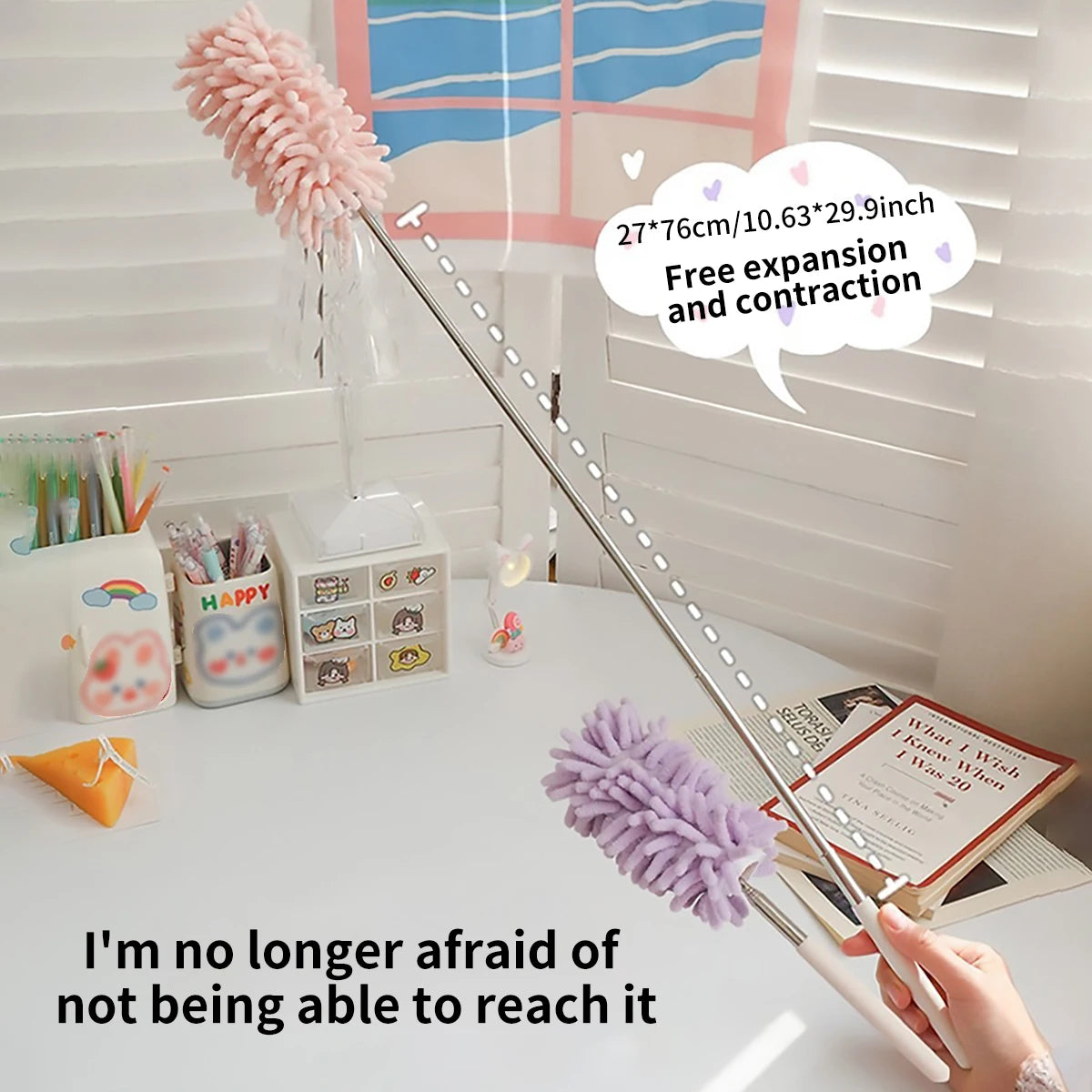 1 retractable anti-static dust brush, used for car cleaning, can clean car dust, windshield cleaning tool