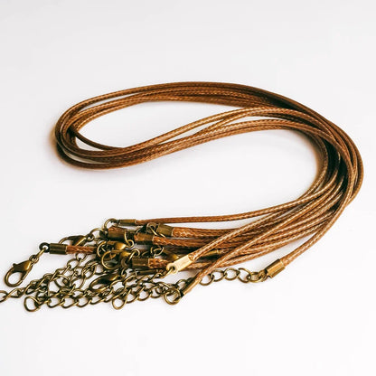 Handmade Adjustable Black Brown Artificial Leather Cord Lobster Clasp Chain Pendant Necklace Charms Jewelry Finding 20pcs 50cm