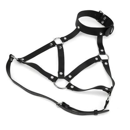 Leather Cat Mask & Body Harness Set Women Erotic Bondage BDSM Fetish Lingerie Gothic Masquerade Cosplay Accessories