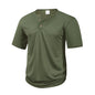 Men's Casual  Henry T Shirt Summer Brown Button Solid Color Polo Short Sleeve Breathable Comfortable Sports Loose T-shirt