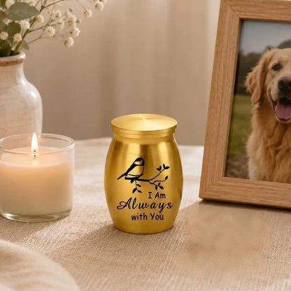 L27 Mini Stainless Steel Pet Cremation Urn Bird Branch Ashes Keepsake Memorial Container for Dog Cat Loss Remembrance Gift