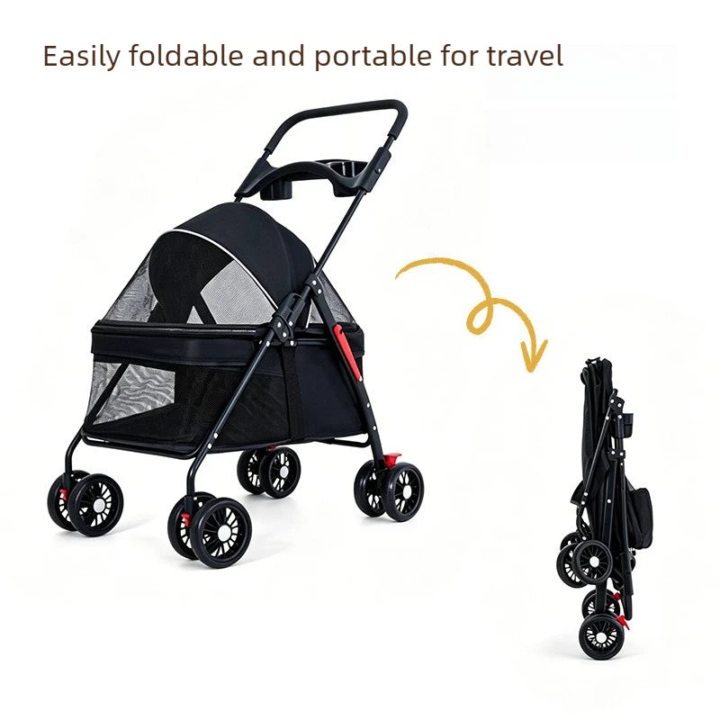 Multi Function Pet Stroller Foldable Push Pull Trolley Carrier Handbag for Cats Small Dogs Outdoor Travel Daily Use 펫 유모차