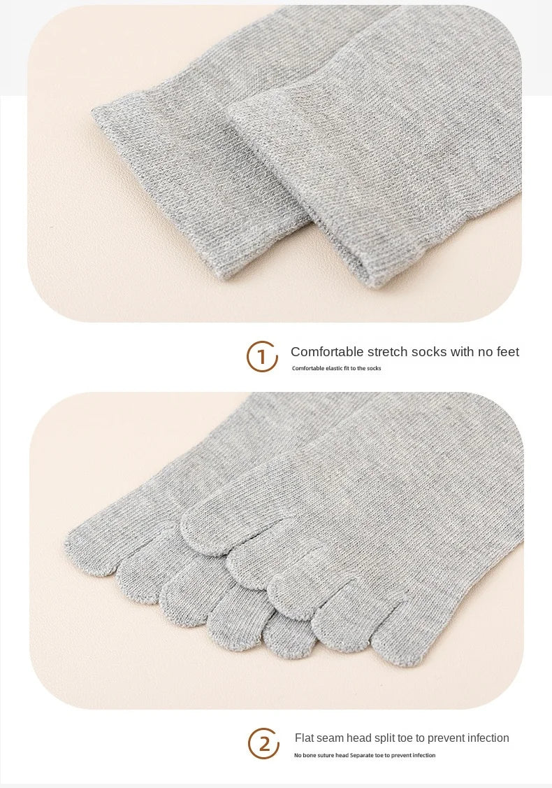 Five Finger Socks Men's Pure Cotton Five Toe Socks Sweat Absorbing Mid Tube Split Toe Socks Toes Socks For Men