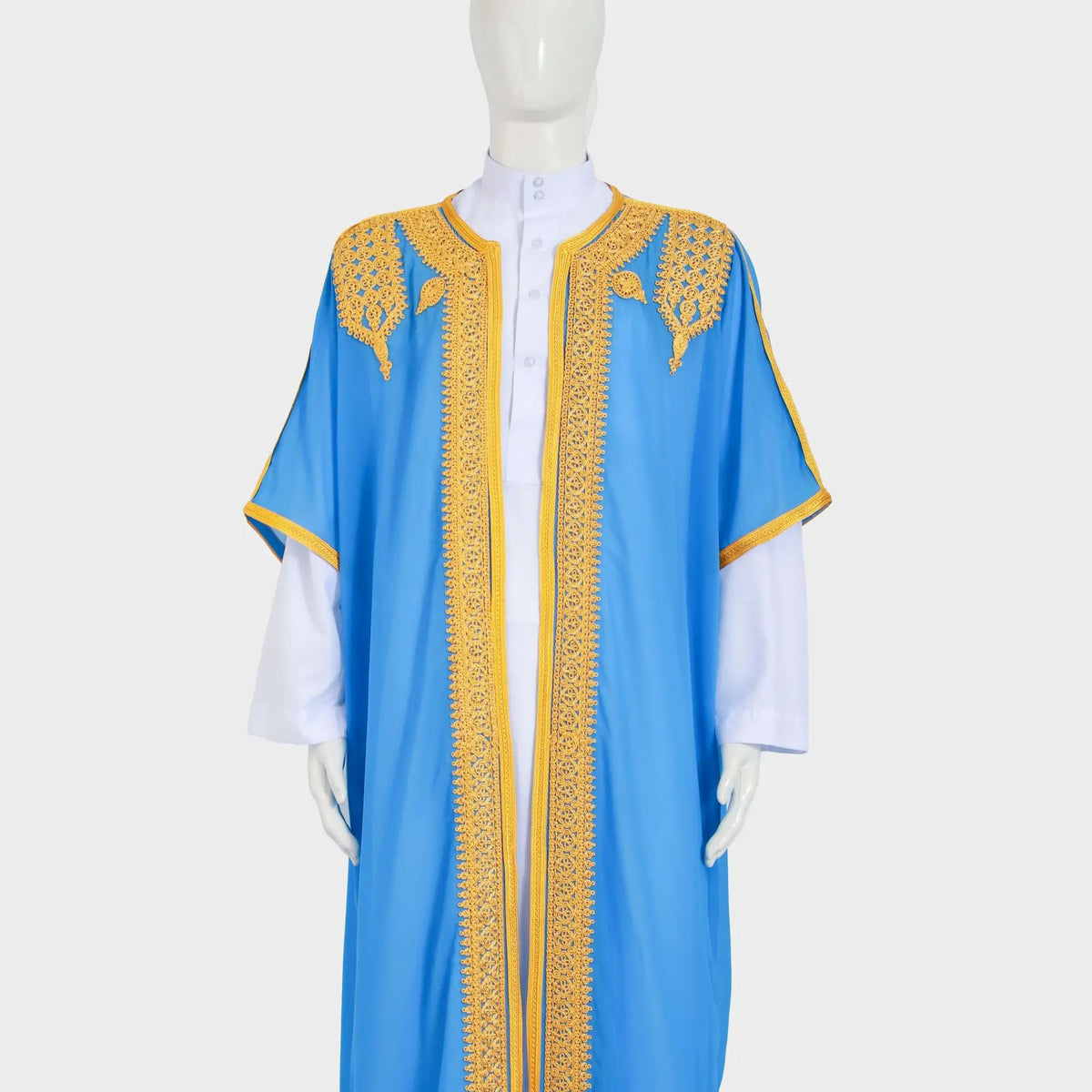Eid Men Robe Jubba Thobe Open Abaya Dishdasha Islamic Embroidery Cardigan Abayas Dubai Male Muslim Prayer Kaftan Ramadan Morocco