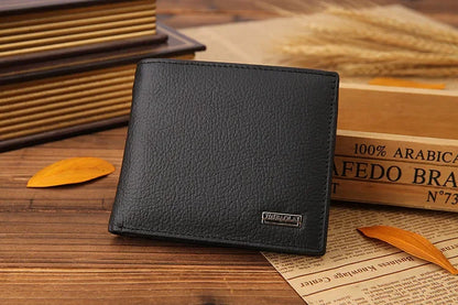 100% Genuine Leather Men Wallets Premium Product Real Cowhide Wallets for Man Short Black Walet Portefeuille Homme