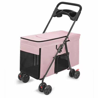 Custom Foldable Pet Stroller for Large Dogs & Multi-Pet Travel | Heavy-Duty, Lightweight, Breathable Design
