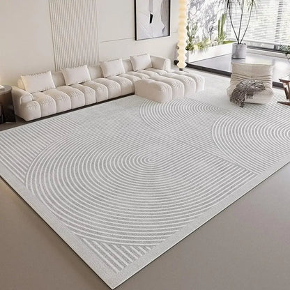 VIKAMA Wabi-Sabi Style Striped Rug Living Room Sofa & Coffee Table Mat Non-Slip & Easy-Care Bedroom & Office Rug Home Decor