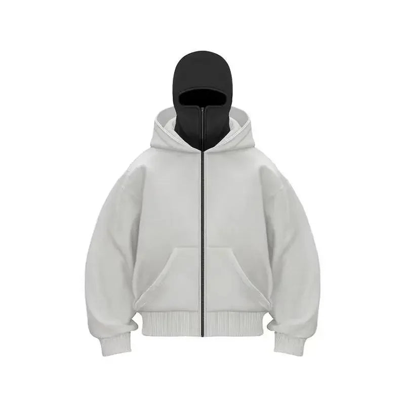 Men and Women Balaclava Y2K Gothic Harajuku Winter New Item Double Hooded Sweatshirt Men's Hooded Mask Zipper Sportswear