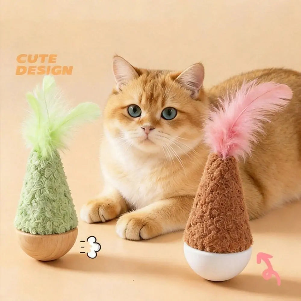 Creative Feather Tumbler Wobbler Wobbler Design Non-toxic Cat Supplies Bite-resistant Attractive Interactive Cat Solo Play